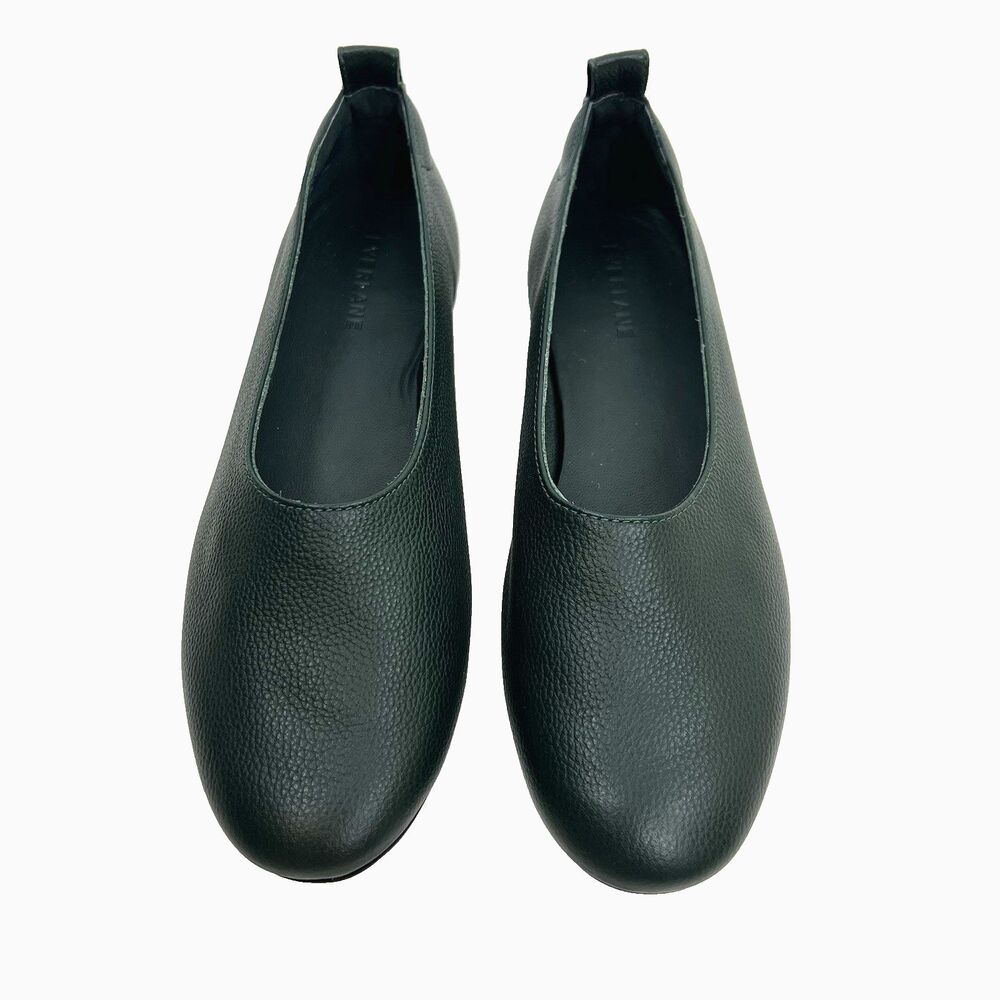 Everlane The Italian Leather Day Glove Flats Womens Size 8 Dark Green Shoes - Picture 4 of 14